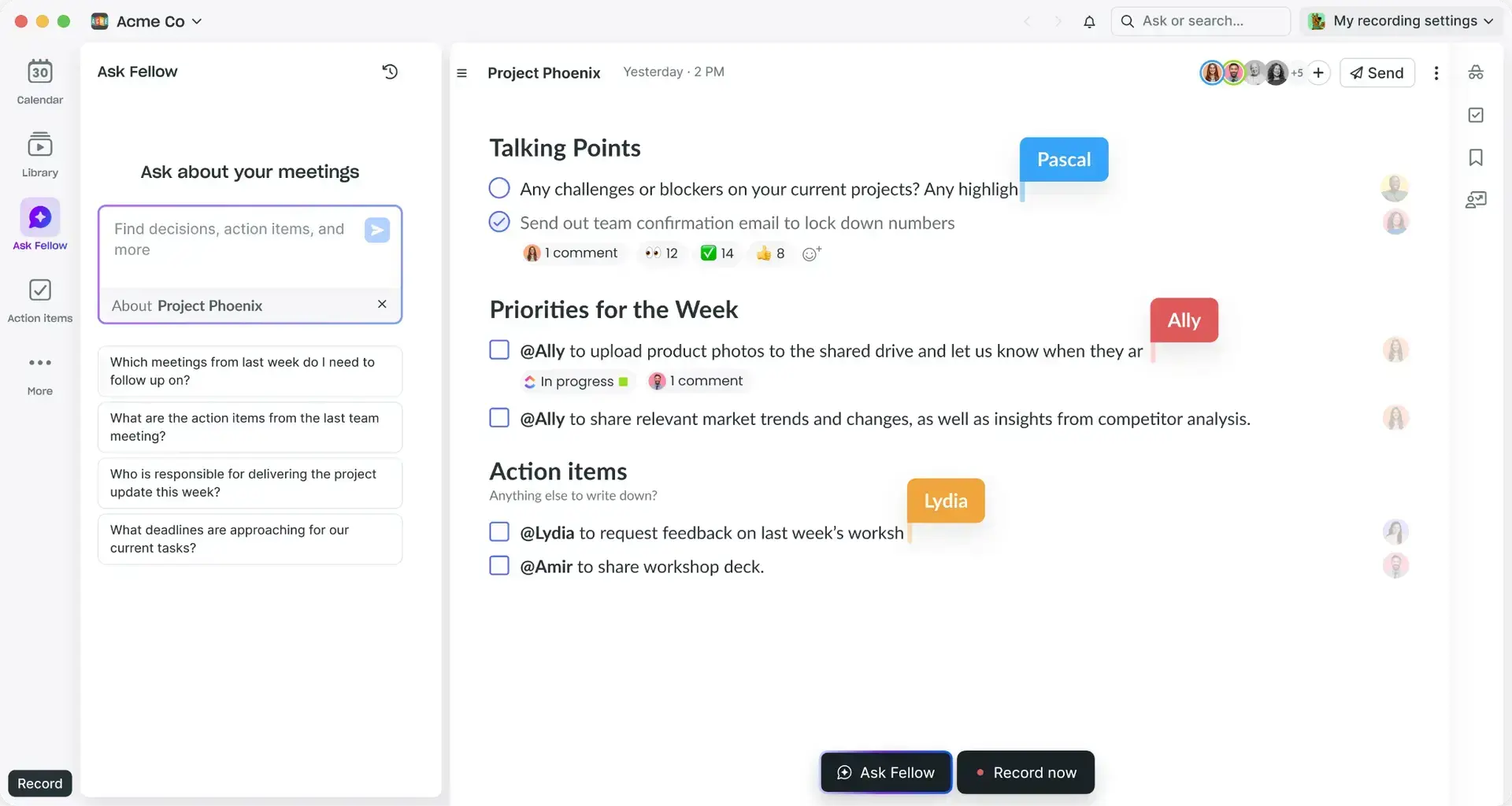 fellow for meeting minutes review